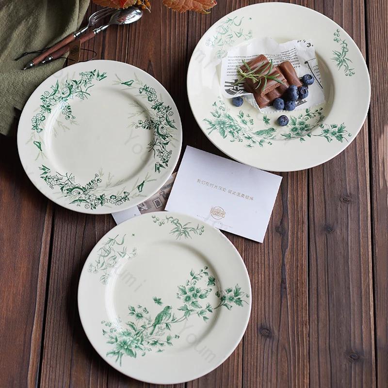 Винтажные керамические тарелки во французском стиле Послеобеденный чай Закуски Десерты Вкусные блюда Обеденная тарелка Изысканная бытовая посуда