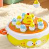 1 Set Chicken Launching Fishing Toy Rotating Turntable Cartoon Chick Bounce Catch Board Game Interactive Toddlers Educational Electric Animal Ejecting