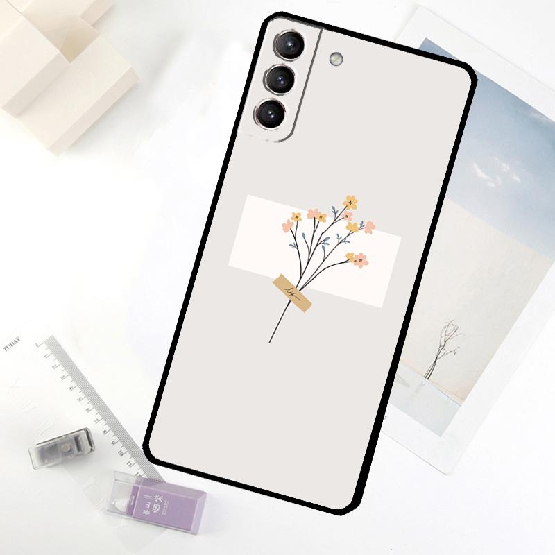 Minimalist Aesthetic Flower Phone Case For Samsung Galaxy S25 S24 S23 S22 S21 S20 S26 Ultra S10 Plus S23 FE S25 FE Cover