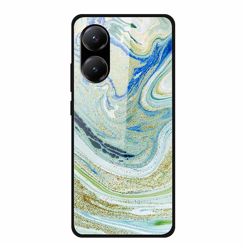 Закаленное Стекло Чехол для Poco X7 Pro Задняя Крышка ПК Жесткие Ударопрочные Чехлы для Xiaomi PocoX7 Pro Funda Мраморная Текстура Модный Coque