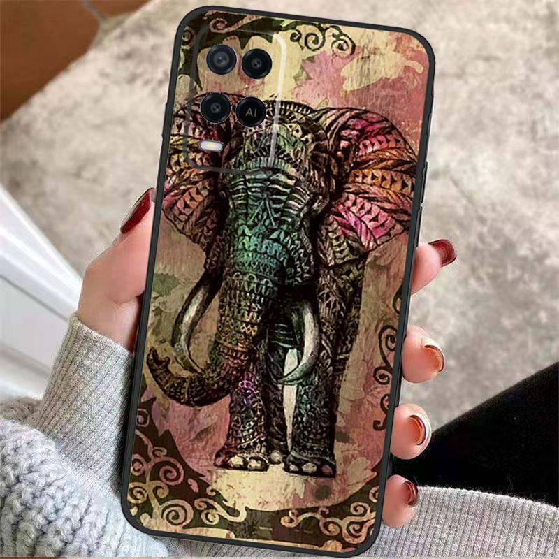 Elephant Mandala Aztec Case For Oppo A40 A16 A76 A96 A60 A98 A58 A78 A18 A38 A80 A77 A57 A17 A74 A54 A94 A15 A5 Pro