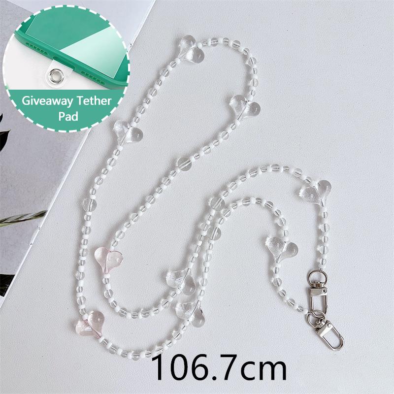 Универсальный ремешок для телефона через плечо с бусинами, длинные шейные ремешки, чехол для телефона с защитой от потери и нашивкой для iPhone, Samsung, Xiaomi