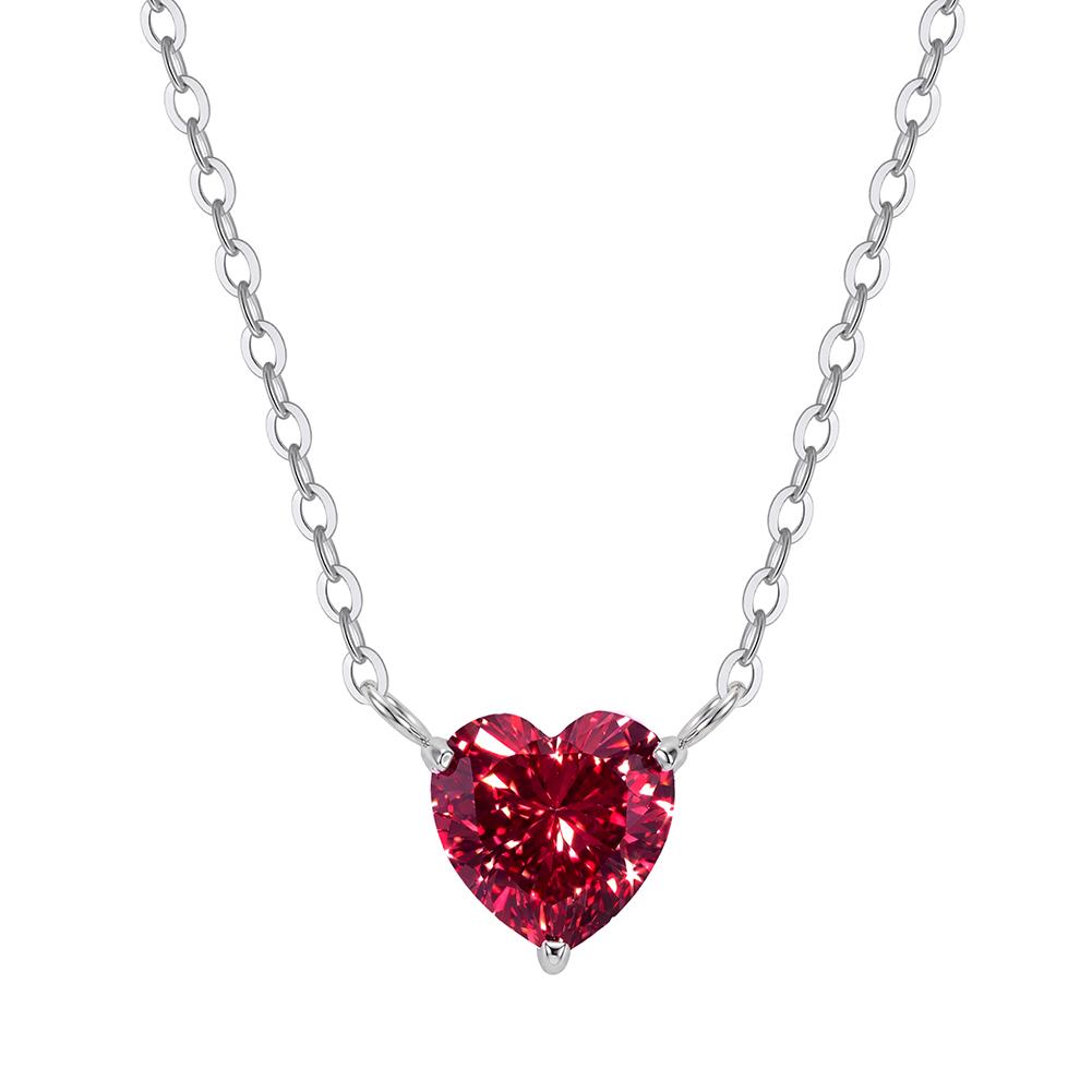 Vibrant Pink Heart AAA Cubic Zirconia Solitaire Pendant Necklace 316 Stainless Steel Adjustable Chain Necklaces