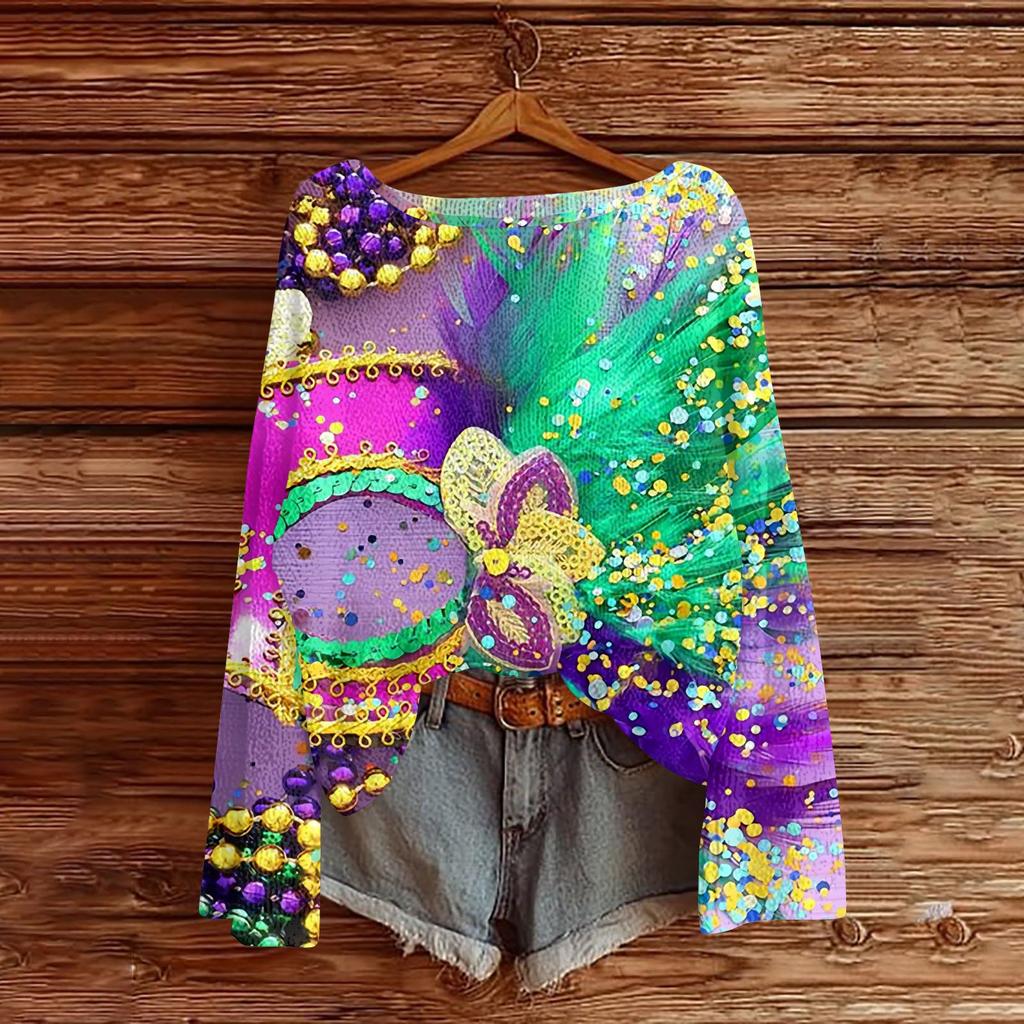 Женский модный пуловер с круглым вырезом, длинным рукавом и принтом, повседневный