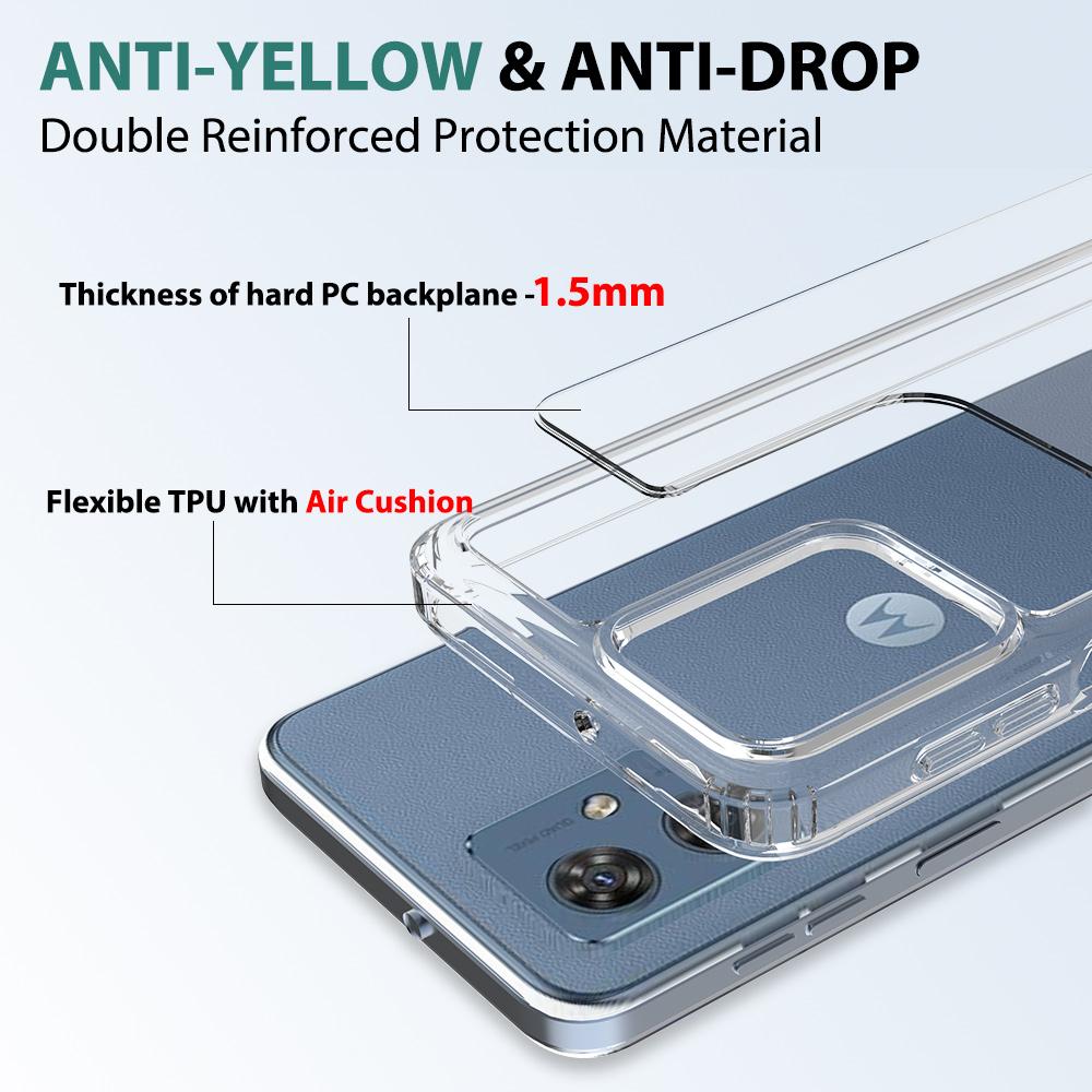 Противоударный акриловый прозрачный чехол для Motorola Moto G54 G84 G14, прозрачный жесткий корпус с мягкой рамкой, задняя крышка для Moto Edge 40 Neo