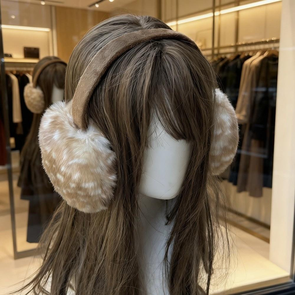 Soft Fluffy Deer Patterned Faux Fur Scarf Thick Warm Plush Earmuffs Shopping Trip