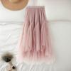 Женская асимметричная сетчатая юбка-миди А-силуэта с высокой талией, пэчворком и пушистым подолом для весенне-летнего сезона