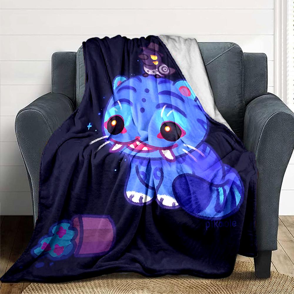 1Pc Blue Tiger Hat Blanket For Couch Bed Plush Cozy Fuzzy Blanket Super Soft Warm Blankets For Fall And Winter 0918193
