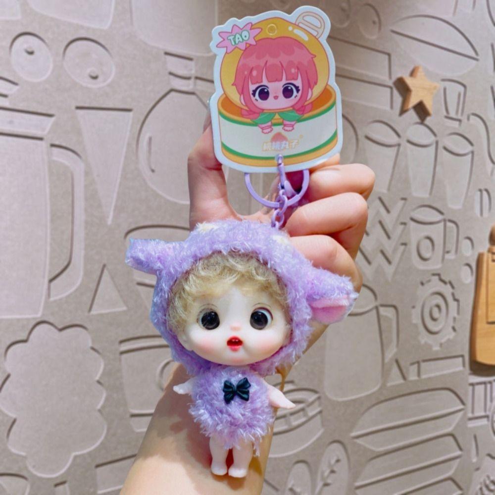 Soft Plush Doll Keychain Action Figure Doll Car Key Ring New Peach Ball Keychain Plush Toy