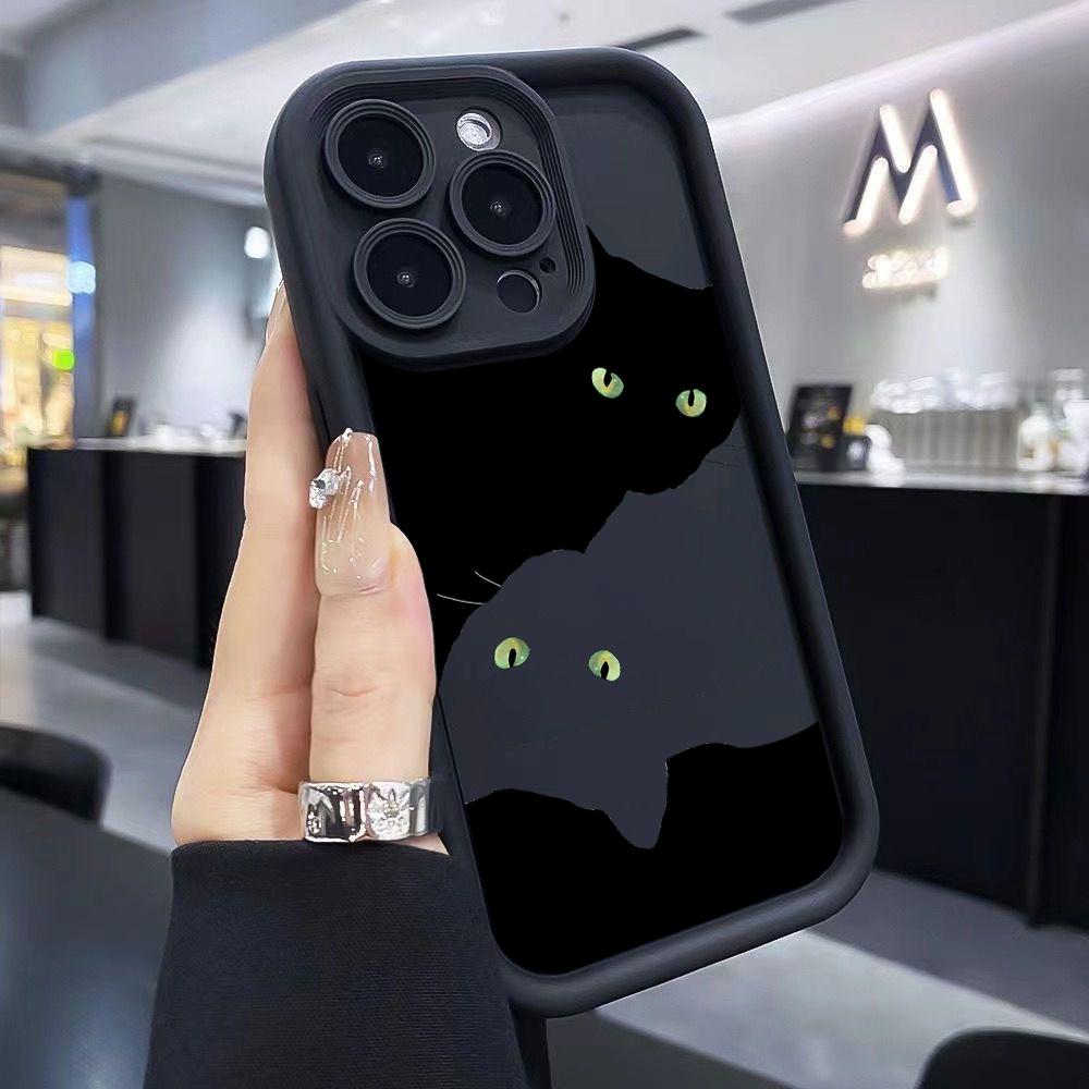 Милый чехол для телефона с черным котом для Xiaomi Redmi Note 14 13 12 12S 11 11S 10 9 Pro Plus A5 A3 14C 13C 12C 10C 9C 4G 5G Мягкий чехол