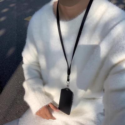 Мужской свитер в стиле ретро с круглым вырезом, крупной вязки, пушистый, повседневный и универсальный для осени и зимы