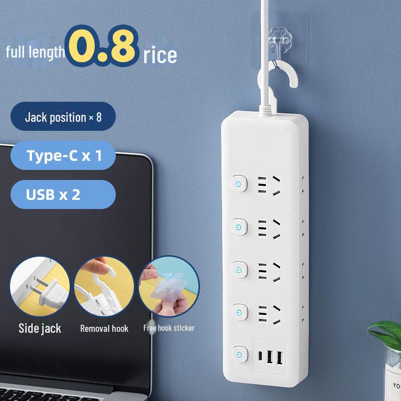 Умный USB Многофункциональный Сетевой Фильтр с Независимым Выключателем и Боковой Вилкой