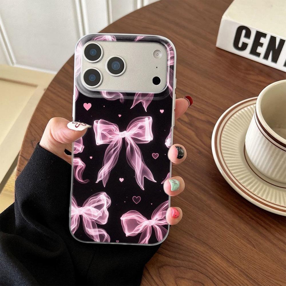 Розовый бант-сердечко Чехол для телефона Для iPhone 17 17Air 16 15 14 13 12 11 Pro Max 14 15 16 Plus Матовый Ударопрочный Мягкий Чехол Funda