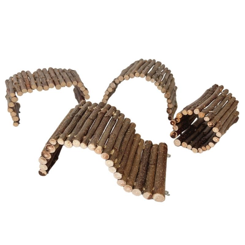 Natural Wooden Bridge Bendable Platform Toy for Small Animal Mouse Bridge Hamster Rabbit Hideout Cage Accessories