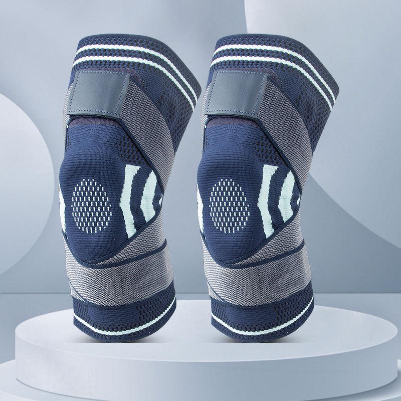 Спортивные силиконовые наколенники с двойным ремешком для мужчин и женщин, пружинная поддержка, защита мениска, дышащая велосипедная спортивная защитная экипировка