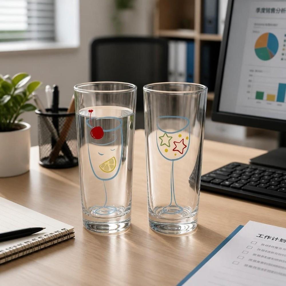 Cherry Iced Coffee Mug Printed Water Milk Mug Aesthetic Clear Glass Cup Gift