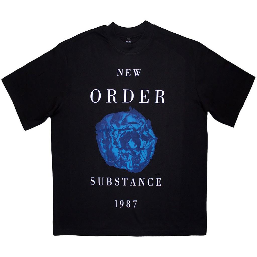 Men's New Order Substance 1987 Oversized Boxy Tee Vintage T-shirt Large Black