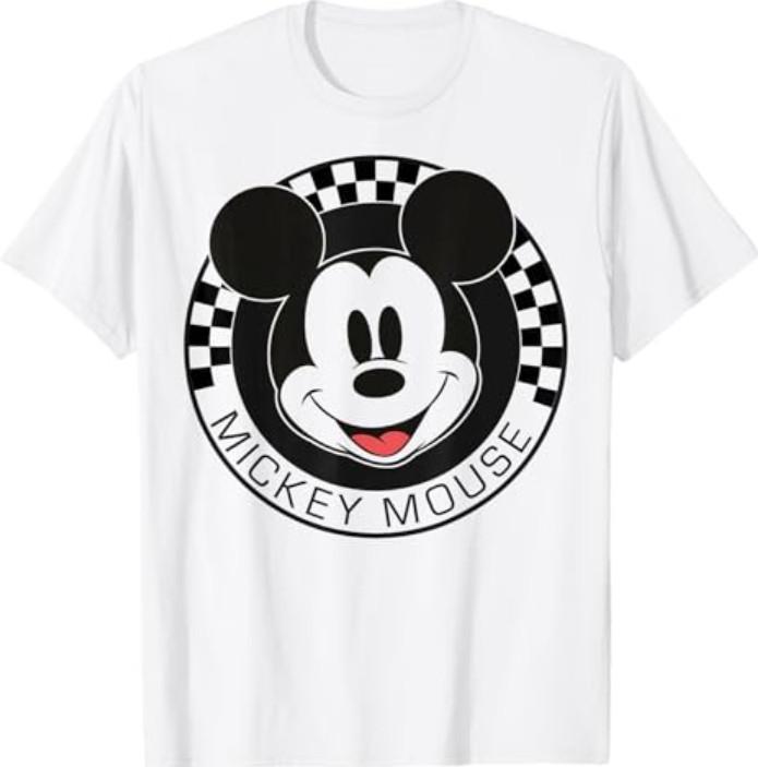 Disney Mickey And Friends Mickey Mouse Checkerboard Circle Short Sleeve T-Shirt