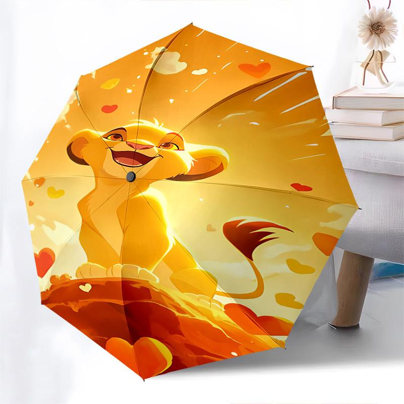 Lion King, Simba Themed Automatic Opening and Closing Umbrella, Brightly Colored 8-rib Portable Umbrella, Suitable for Men and Women, A Perfect Gift f
