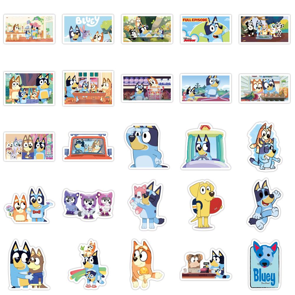 50PCS Cartoon Bluey Family Animation Sticker DIY Phone Laptop Luggage Skateboard Graffiti Decals Fun for Kid