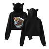 Icrimax Burgerpommes Cat Ear Cartoon Hoodie Women Long Sleeve Short Shirts Female Casual Streetwear Crop Tops