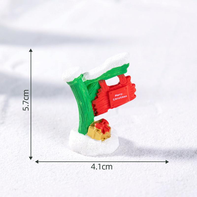 Simulation Micro Landscape Christmas Decorations Resin Road Sign Diy Fairy Garden Ornament Dollhouse Crafts Miniature Decoration