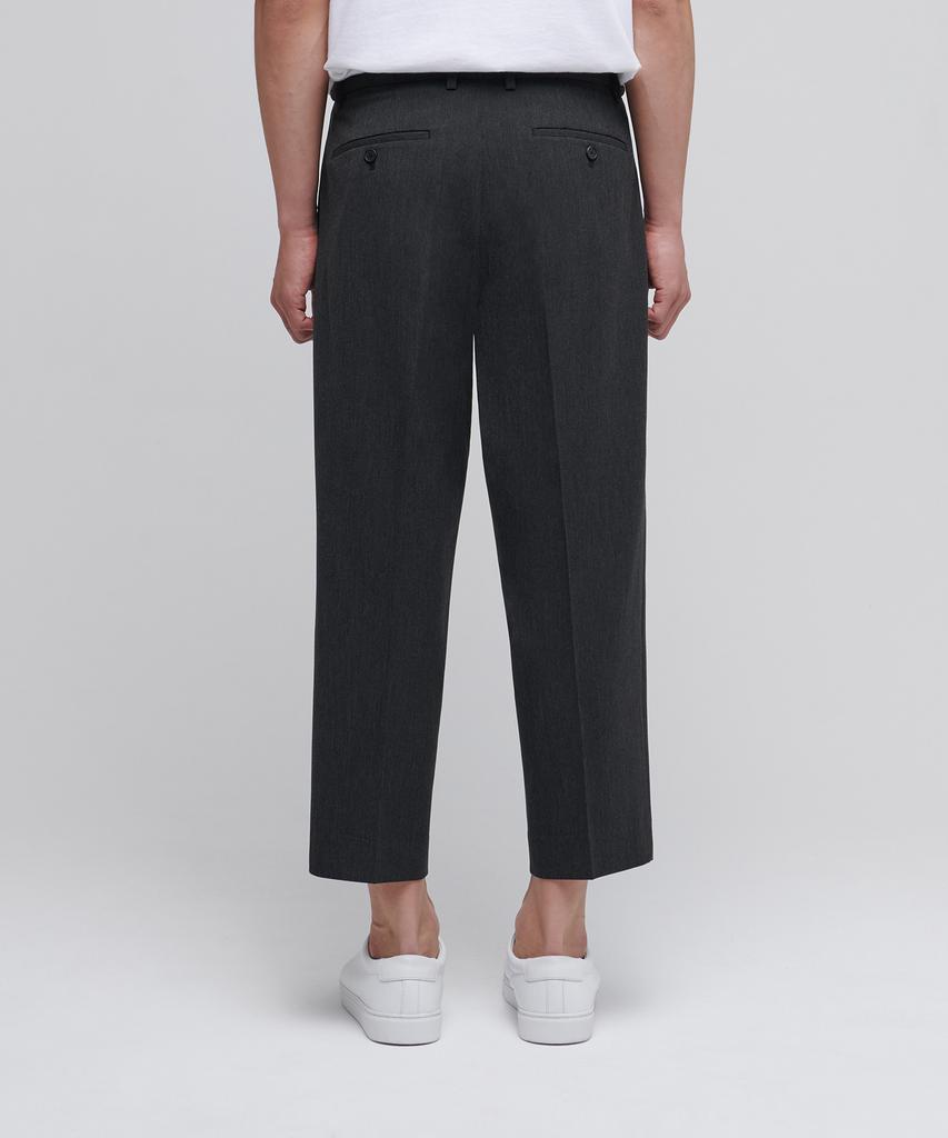 MUSINSA STANDARD Loose Tapered Hidden Banding Crop Slacks [Charcoal Gray]