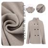 Womens Vintage Brown V-Neck Wool Blend Coat Fall Winter Warm Office Outerwear