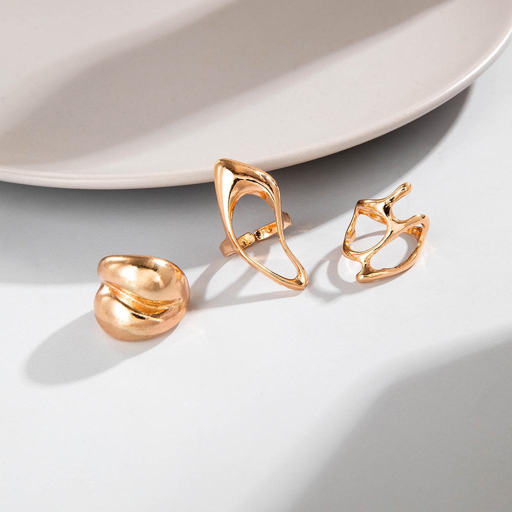Fashion Women's 3 Piece Ring Set - Ladies Ring Metal Ring Glossy Ring Metal Ring Holiday Gift