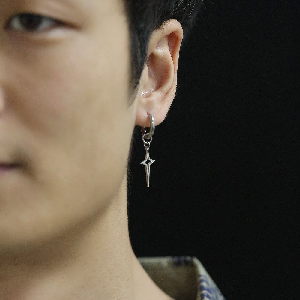 Male Fashion Jewelry Cross Star Dangle Earring Korean Style Ear Cuff Men Hoop Earring Clip Earring