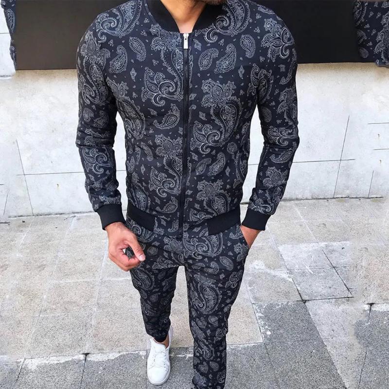 New Gentleman Plaid Men's Tracksuit Sets Casual Zipper Jacket Coat Sports Suit High Quality 3D Print Fashion 2-Piece Men Clothes