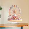 Dessert Ferris Wheel Ornament 2D Flat Acrylic Decoration with Base Non-3D Desktop Ferris Wheel Ornament for Desk Bookshelf Bedside Table