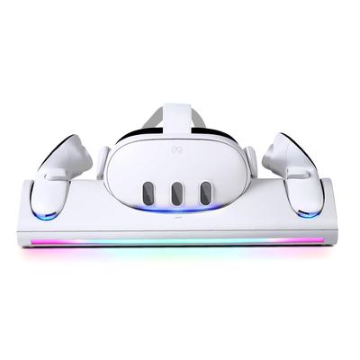 Meta Quest Просто поставьте VR зарядную станцию 3 Док-станция Аксессуар Настольный держатель для гарнитуры и контроллеров с быстрой зарядкой и светодиодной подсветкой [Для 3] Type-C