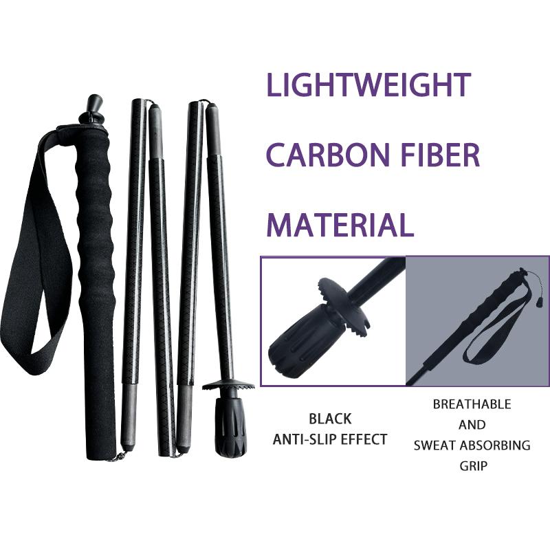 Alpenstock Multi-Function Light Carbon Fiber Folding Walking Stick Comfortable EVA Handle for Hiking Mountaineering Everyday Use
