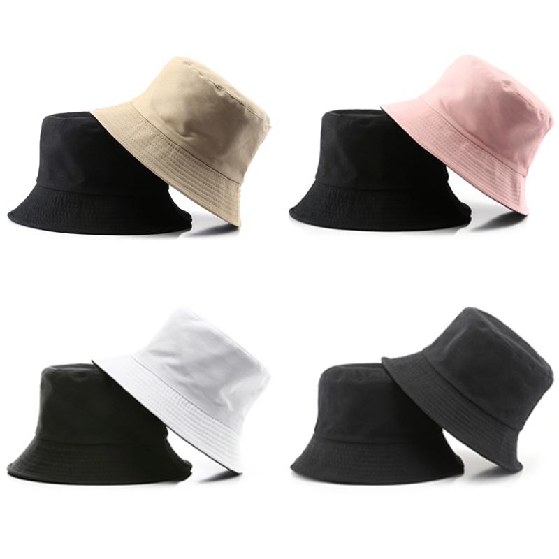 Unisex Cotton Fisherman Hats Fashion Portable Solid Color Bucket Caps Women Summer Sunscreen Beach Panama Hat Women Men Sun Cap
