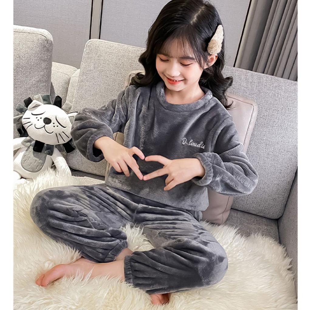 Осенние и зимние теплые домашние костюмы, детская одежда, детские пижамные комплекты из кораллового флиса для мальчиков и девочек, а также плотный бархат для детей, комплект из двух предметов