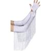 Ladies Sexy Extra Long Women's Tassel Satin Gloves Satin Half Finger Gloves(White) - DD01
