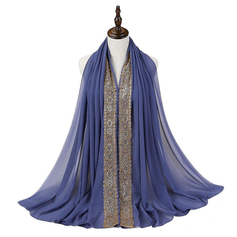 Женский Мусульманский Кружевной Пузырчатый Шифоновый Хиджаб Платок Foulard Femme Musulman Исламские Платки на Голову Арабские Головные Уборы