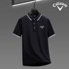 2025 Summer Men's New Embroidered Pure Cotton Loose Business Casual Comfortable Moisture Wicking and Sweat Wicking Polo Shirt