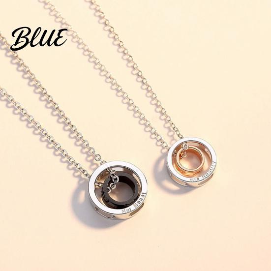 Symbolic Love Necklace Ring Charm Couple Dual Rings Pendant Her
