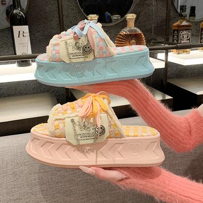 Модные летние женские тапочки 6 см Kawaii, туфли на платформе, модные шлепанцы, сандалии конфетного цвета, повседневная обувь на плоской подошве для женщин