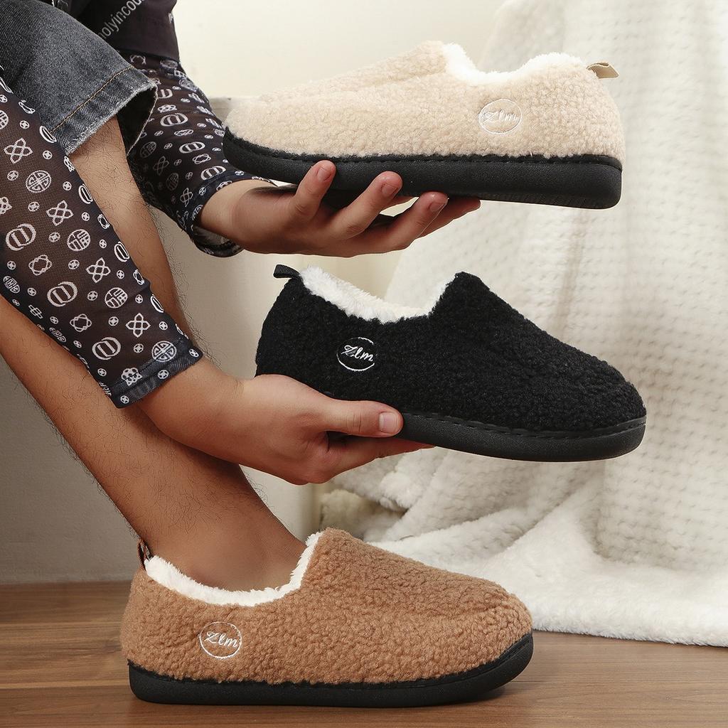 Fashion 2024 Fashion New Style Warm Plus Velvet Thick Home Cotton Shoes Non-slip Winter Heel Thick-soled Cotton Slippers