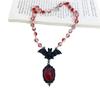 New Fashionable Dark Gothic Red Bat Crystal Necklace Halloween Men's And Women's Beaded Trendy Jewelry Accessory