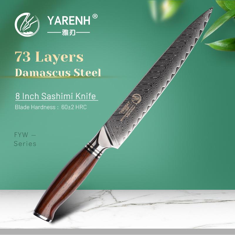 Damascus Kitchen Sashimi Knife Japanese 67 Layer Damascus Steel Razor Sharp -Premium Dalbergia Handle -Cutlery Carving Knife