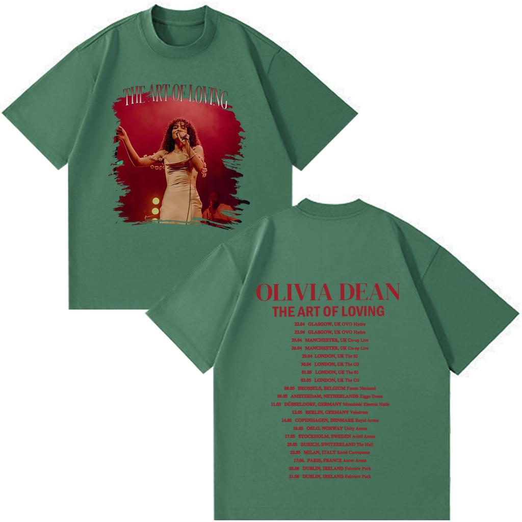 Olivia Dean Art Of Loving Tour 2026 Графическая футболка Унисекс Модная футболка унисекс Летняя Свободная Повседневная Хлопок Высококачественные футболки