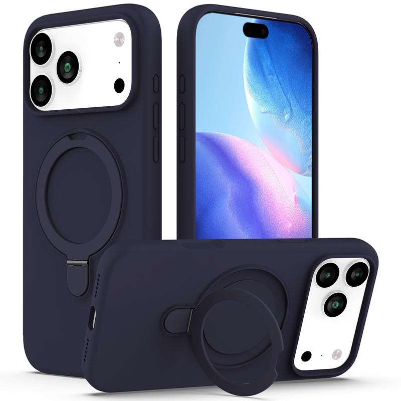 For iPhone 17 Pro Max 17 Air Case Magnetic Liuqid Silicone with Microfiber Lining inside Ring Stand Cover for iPhone17