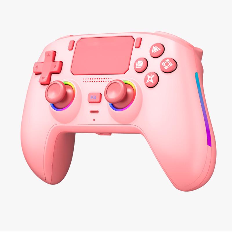 PS4 Wireless Bluetooth Game Controller with Hall Effect Triggers, Magnetic Faceplate, RGB Lights, Dual Vibration, and Six-Axis Gyroscope.