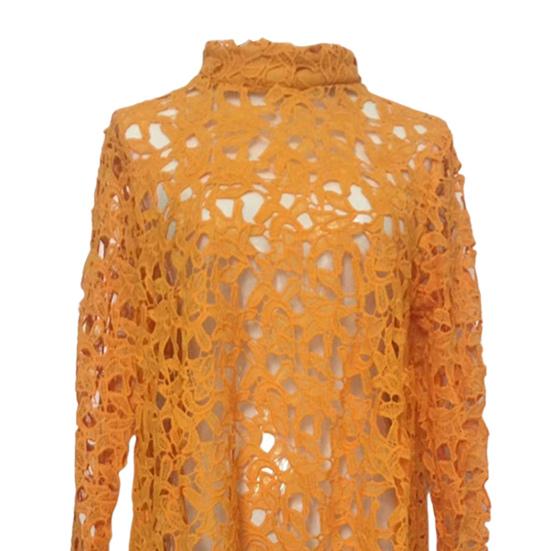 Женский длинный топ с вырезом, нерегулярное вязание крючком, кружево, цветочное лоскутное шитье, прозрачный, короткий спереди