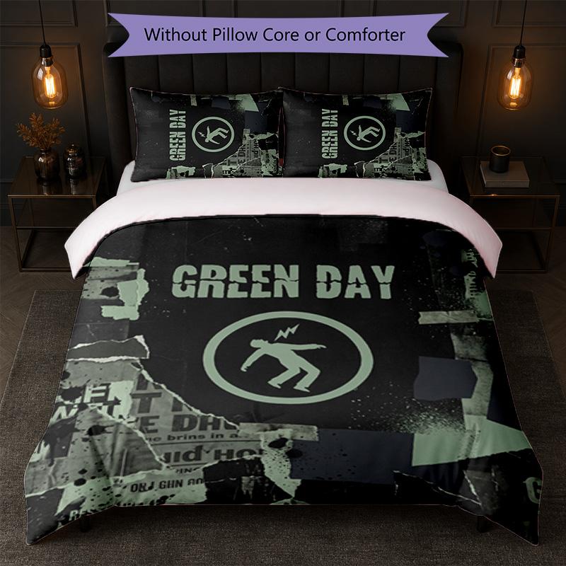 Green Day Print 3Pcs Bedding Set Duvet Cover With Two Pillowcases Soft Bed Linen For Household Bedroom
