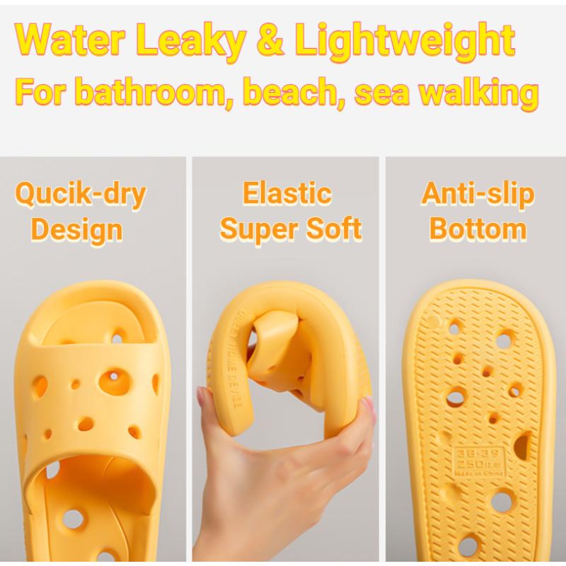 Домашние тапочки для душа с сыром в ванной комнате, легкие протекающие в воде пляжные шлепанцы, быстросохнущие сандалии для плавания, быстросохнущие женские сандалии